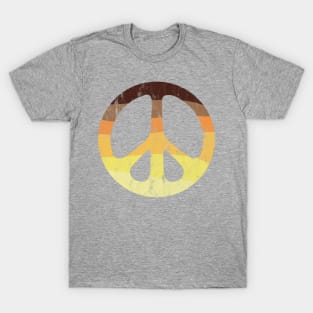 Washed and Worn Peace Sign With 70s Stripes T-Shirt